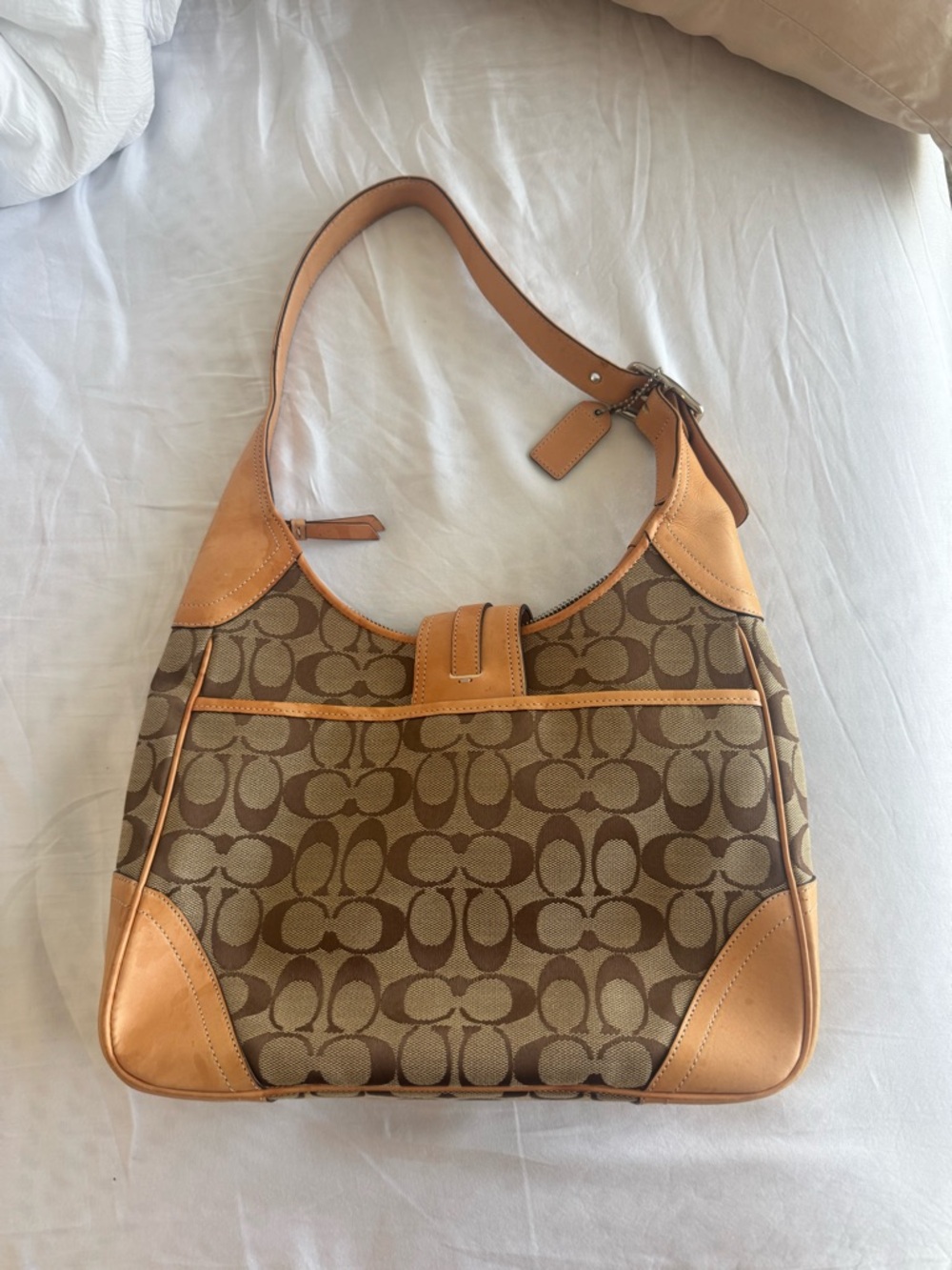 Coach Vintage Monogram Shoulder Bag in Brown and Tan Leather - Picture 2 of 4